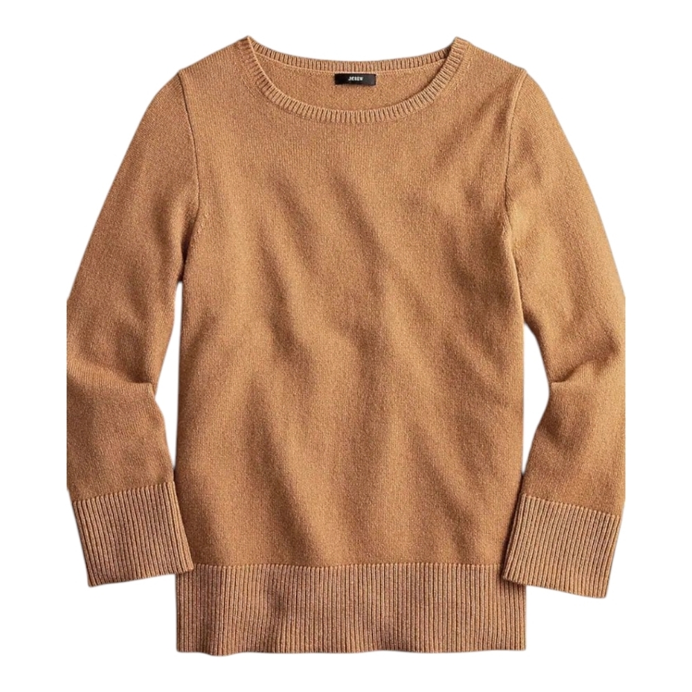 J.Crew Cashmere Wool‎ Recycled Blend Sweater Camel Tan Cozy Oversized L - Picture 3 of 12